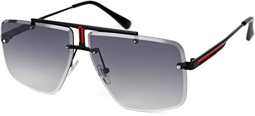 styleBREAKER Damen Sonnenbrille Halbrand Rechteckig Retro | Polycarbonat-Gläser mit Diamantschliff und Verlaufstönung, UV 400 (Kategorie 3). Metallgestell, Silikon-Nasenpads, Etui.