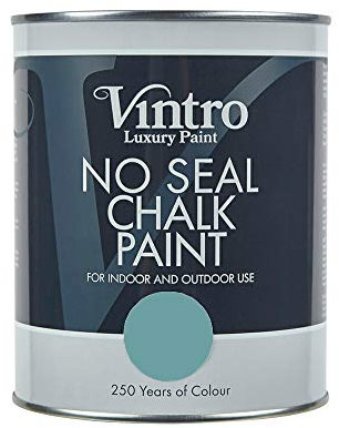 Vintro | No Seal Chalk Paint | Blue | Interior & Exterior Use | Furniture | Walls | Wood | Metal | 1 Litre (Casper)