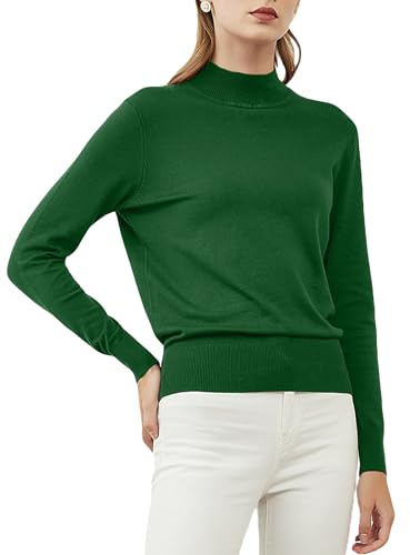 Woolen Bloom Damen Rollkragenpullover Strickpullover Stretch Pullover Elegant Strickpulli Langarm Sweater für Herbst Winter L