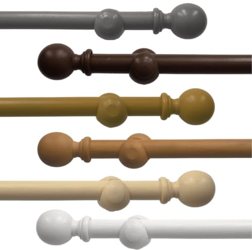 Wood Eyelet Curtain Pole 28mm with Round Finials - Trimmable - Suitable for any room - 300cm Length - White