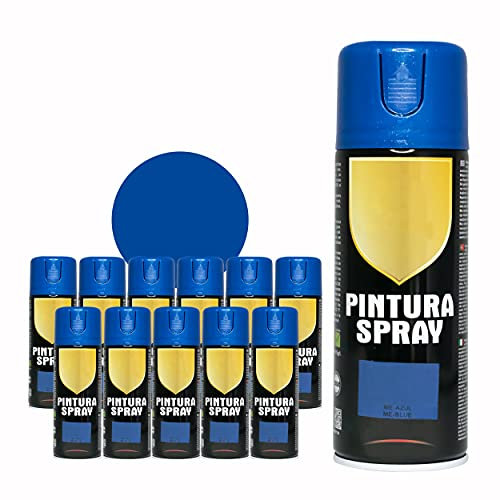 BESCH Pintura Spray 400ml para Metal/Madera/Plástico (Azul Metalizado, 400 ml (Paquete de 12)