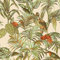 Full Roll Cream Green Orange Tropical Wallpaper Birds Palm Textured Paste The Wall Vinyl