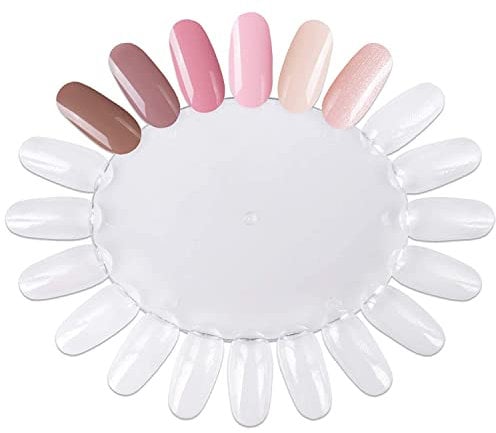 20Pcs False Nail Swatches Wheels Nail Wheel Art Plastic Nail Polish Display Wheel for Manicure Swatches for Nail Polish Color Show Nail 20 Tips