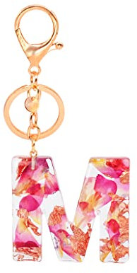 Gierzijia Porte-clés en résine avec lettre initiale de l'alphabet de A à Z transparente pour femme, accessoire de sac, M, taille unique