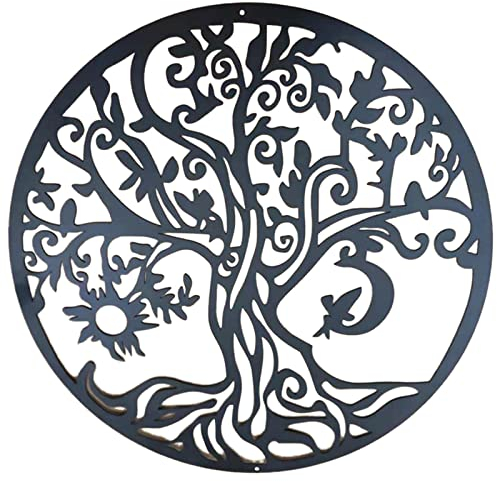 RainWeel Baum Des Lebens Metall Wandkunst, Lebensbaum Wandhänger Wanddeko Eisen Metall Aushöhlen Symbol für Flur Garten Wohnzimmer Esszimmer