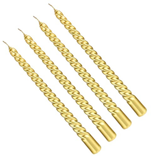 INOOMP Duftkerze Hochzeitsdekoration Leuchter 4Pcs Bienenwachskerzen Europ?ischer Stil Langer Pole- Fadenduftkerzen zum Abendessen Golden Wachs Weihnachtsdekorationen Kerzenhalter