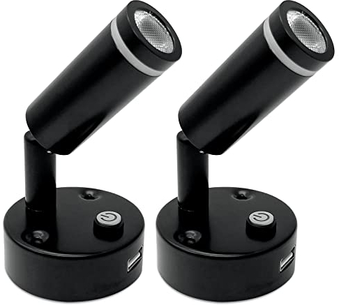 Dream lighting 12 Volt LED Leselampe Wohnmobil Dimmbar 12v LED Wandlampe mit USB Nachttischlampe Wohnwagen Bett Innenbeleuchtung Boot 2 Stück