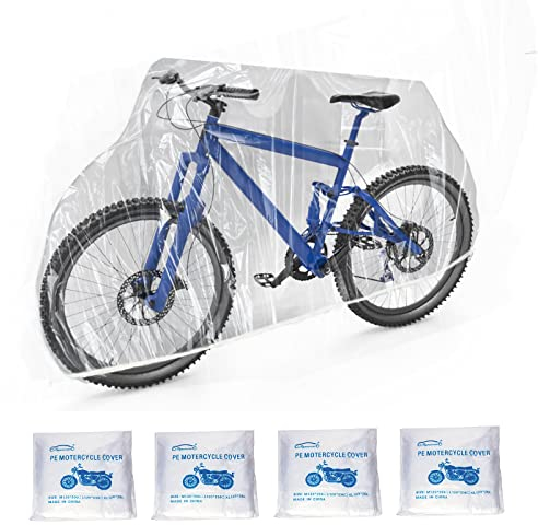 Disposable Clear Plastic Bike Cover One to Many Bikes - Waterproof Dust Covershed Waterproof Storage Outdoor Bicycles Indoor Universal (L)