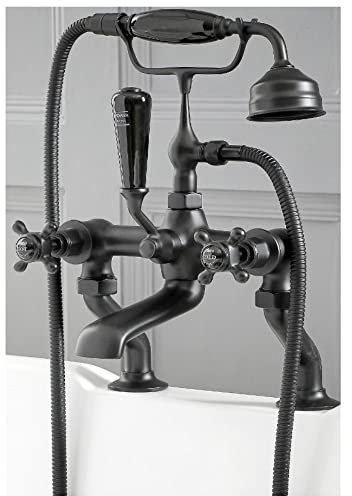 Milano Elizabeth Traditional Bath Shower Mixer Tap Crosshead Handles - Black