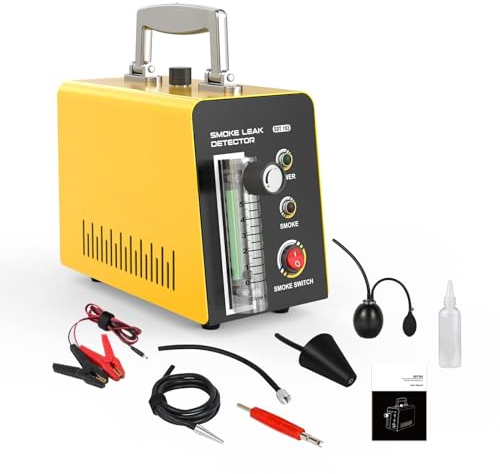 Détecteur de Fuite de fumée Machine à fumée EVAP Testeur de fumée Détecteur de fuites de Vide Détecteurs de Fuite de Carburant SDT103 avec débitmètre de fumée réglable pour véhicules 12 V