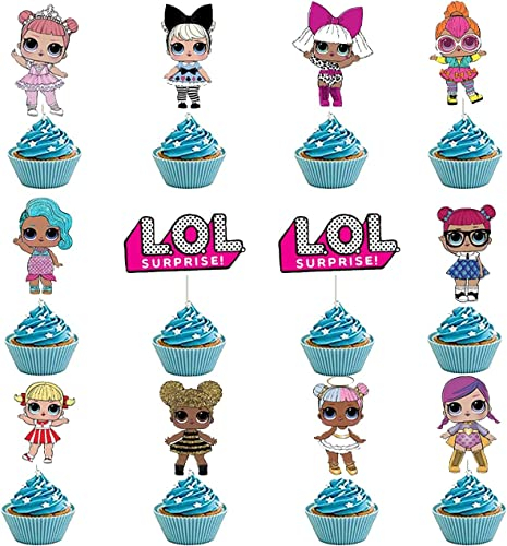 24 pcs Dolls Decoration for Cupcake Surprise Dolls Happy Birthday Cake Topper Cake Decoration Kids Birthday Party