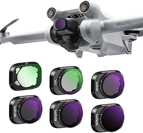 NEEWER 6er ND/PL Filter Set Kompatibel mit DJI Mini 3 Pro Drone Objektiv Zubehör ND8/PL+ND16/PL+ND32/PL+ND64/PL+CPL+UV Ideal für Blendung des helles Tageslicht entfernen, mehrfacher Schichten/HD Glas