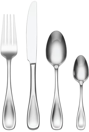 Oneida Voss 24 Piece Cutlery Set - Stainless Steel Cutlery Set for 6, Heavy Weight & Mirror Finish, Rust Resistant & Dishwasher Safe Flatware, Silver