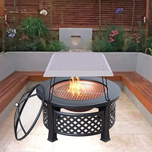 Brasero pour le jardin Accessoires pour le foyer, couvercle en acier inoxydable pour le foyer, carré, couvercle isolant pliable pour le foyer avec poignée (63,5 × 63,5 × 30,5 cm)