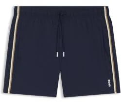 BOSS Men's Solid Swim Trunk with Iconic Side Stripe Swim Trunks