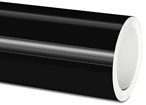 Actinium® Plotterfolie (13€/qm) 751c 070 Schwarz Glanz 5m x 31,5cm High Performance Cast Folie, gegossene Selbstklebende Autofolie glänzend