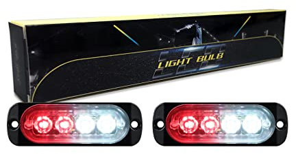 RIGIDON 2 Pièces 3.3 pouces blanc rouge led barre lumineuse stroboscopique, 12v 24v clignotant gyrophare police feux de remorque, pour voiture camion off road ATV 4x4 vehicule, feu antibrouillard