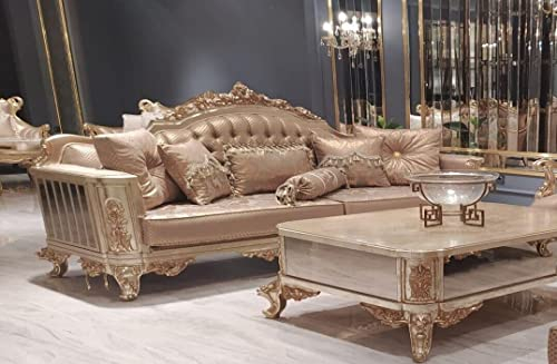 JV Möbel Sitz Dreisitzer Sofa 3 Sitzer Klassische Couch Sofas Stoff Stil Barock Samt Neu