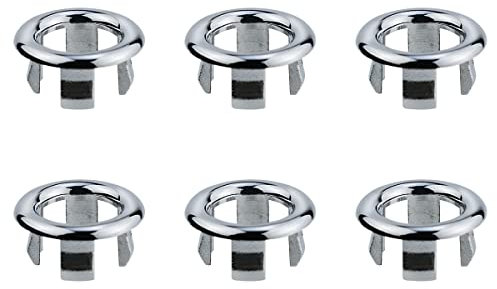 Überlaufring für Waschbecken, galvanisiert, rund, für Waschbecken, Waschbecken, Überlaufkappe für Badezimmer, Küche, kleiner Waschbeckeneinsatz (Silber), 6 Stück