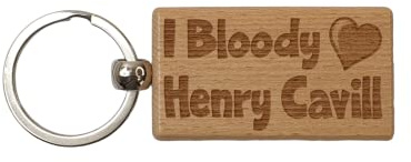 Henry Cavill Keyring Gift - I Bloody Love - Engraved Wooden Superman Movie Star Fan Fun Cute Present