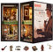 Fsolis Book Nook,DIY Mini Maison de Poupée,avec Housse de Protection et Meubles,Booknook 3D Puzzle en Bois,Kit de Décoration de Bibliothèque(Rose Detective Agency)