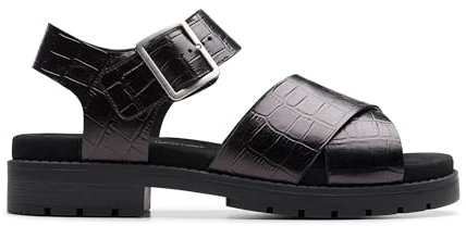 Clarks Femme Orinoco Cross Sandale, Intérêt Noir, 41.5 EU