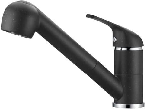Primaster Küchenarmatur Hamm Granit schwarz mit Handbrause Küchenarmatur
