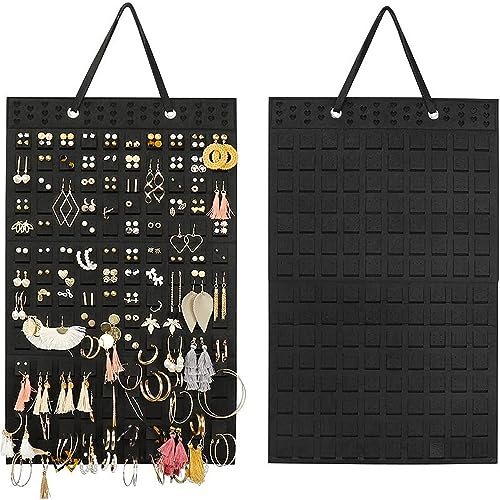Ritte Porte Bijoux Mural Porte Boucle D'Oreille Presentoir Boucle D'Oreille Rangement Boucle D'Oreille Pour Broches, Colliers, Bagues, Pouvant Contenir Jusqu'À 300 Paires (Noir)