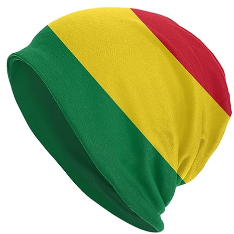 Suyxkop Jamaika-Flagge, Beanie-Mütze, Strickmütze, Totenkopfkappe, lässig, warm, Kopfbedeckung zum Joggen, Radfahren, Erwachsene, Damen, Herren, Jamaikanische Rasta-Flagge, grün, gelb und rot,