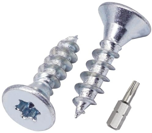 SKIR'CO (50 pièces) Vis à bois en acier zingué 5,0 x 20 mm, tête Torx, tête fraisée, vis pour panneaux d'aggloméré, entièrement filetées