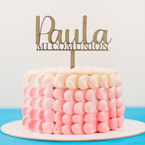 Topper para Tarta Comunión Nombre Personalizado con Nombre Decoración Celebración