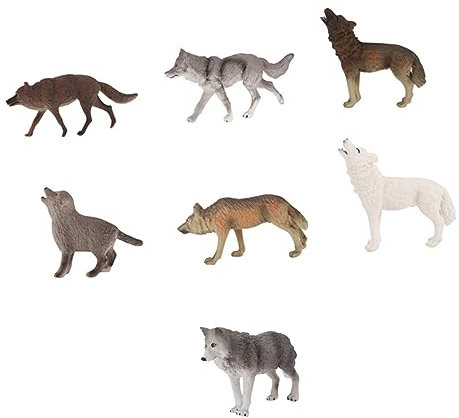 Toyvian 7st Wolfsmodell Mini Heulende Wolfsfigur Wolf Tier Spielzeug Wolfstierfiguren Wolf Tiermodell Wolfsfiguren Spielzeug Wildtier Wolf Spielzeug PVC Kind Schreibtisch Statue