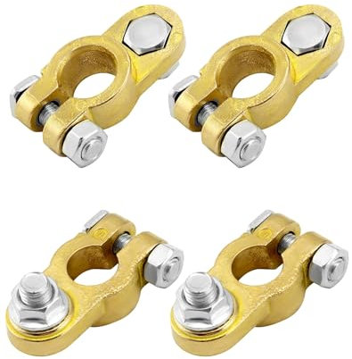 Battery Terminal Connectors 2 Pair, Battery Terminals M8/M10 Bolt, Battery Cable Ends Pure Copper with Anti-Corrosion Pad for Car Truck Van RV Accessories Automotive Car Marine Battery