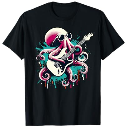 Gitarre Octopus Neuheit Rock Musik Band Konzert Lustige Gitarre T-Shirt