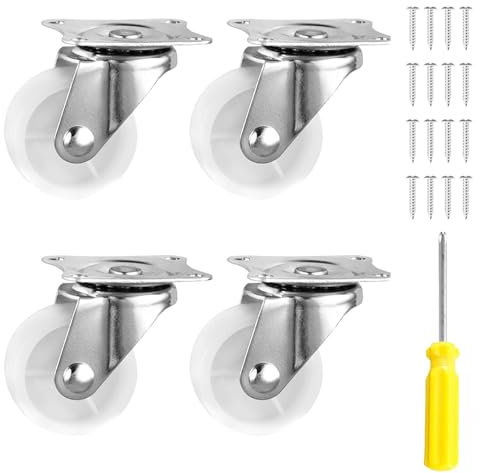 Castors Set of 4, Casters Set Of 4, Caster Wheels Set Of 4 for Furniture With Screwdriver 360° Furniture Wheels for Lounge Chairs Wardrobe Coffee Tables Plant Racks Bookshelves