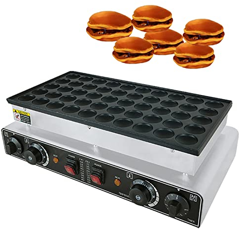 Mini waflera eléctrica y de gas, máquina holandesa para panqueques y poffertjes - Tecnología antiadherente comercial - 50 agujeros