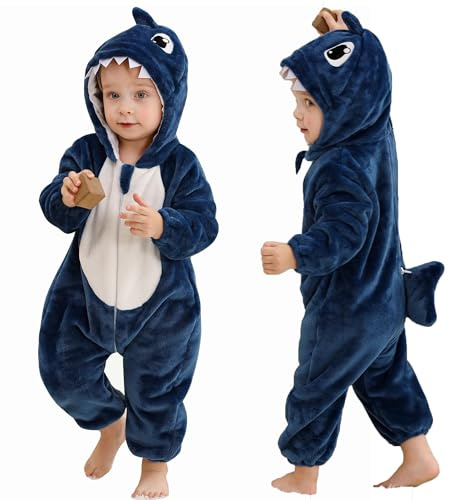 COOKY.D Unisex Winter-Overall Kostüm Kapuze für Baby 2-36 Monate | Karneval Halloween-Kostüm,Kuschelig und Warm,Doppeltem Reißverschluss für Einfachen Windelwechsel