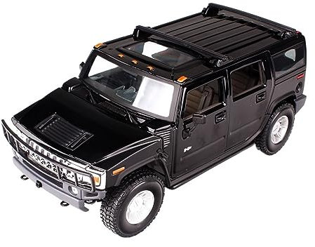 EMRGAZQD Motorfahrzeuge Replika Auto 1:18 2003 Für Hummer H2 SUV Fertiges Automodell Aus Druckguss Ornamente Sammlung Originalgetreue Nachbildung(Black)