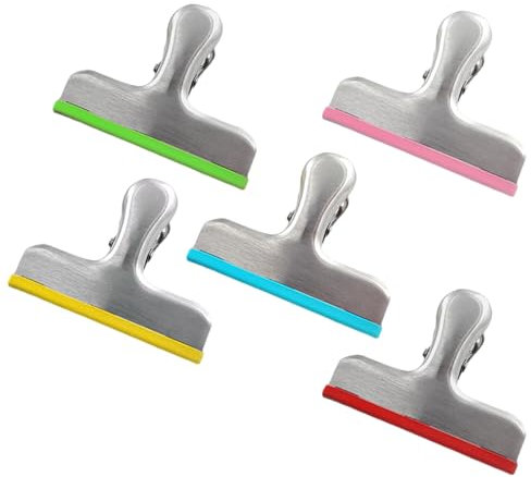 5 Pezzi Clip per Cibo Sacchetti, Clip per Chip in Acciaio Inossidabile, Clip Colorate per Sacchetti di Cibo, Mollette per Sacchetti Alimenti per Biscotti, Caffè, Pane, Snack Bags