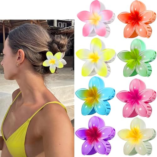 FOLAI 8 Pezzi Pinze per Capelli Fiori Clip Artiglio da Donna,8 colori grandi fermagli antiscivolo per donne,Accessori Capelli per Ragazze e Donna,Elegante Antiscivolo Plastica Pinze per Capelli di Fio