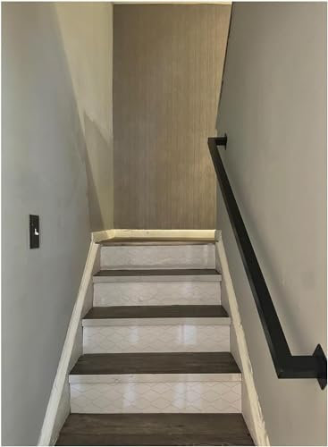 Rampe d'escalier carrée Noire, Barres d'appui antidérapantes en métal avec vis et ancrages, rampes de terrasse à Montage Mural pour escaliers intérieurs/marches extérieures (Taille : 340 cm