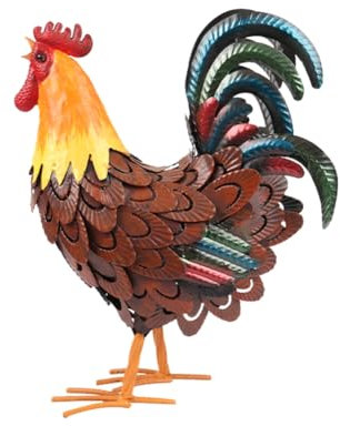 Lorrgasw Metal Rooster Decor,Yard Chicken Decor,Outdoor Garden Statues, Chicken Sculpture for Backyard Decor & Lawn Ornaments
