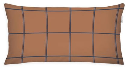 TOM TAILOR Flanell-Kissenhülle, 40x80 cm, 100% Baumwolle/ Flanell, Mit Wendemotiv und farbigem Markenreißverschluss, LARGE CHECK Blau, Braun (Dark Navy & Rusty Red)