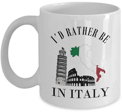 DPgUfPV Italy Coffee Mug, I’d Rather be in Italy, Italy Coffee Cup, Mug for Italy Lovers