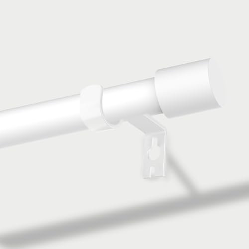 Weiß Gardinenstange, 76-280cm Gardinenstange mit Kappenknäufen mit Halterungen, Beschläge-Set aus Edelstahl, 16 mm Durchmesser Gardinenstange Verstellbare Dekorative für Schlafzimmer,Balkon