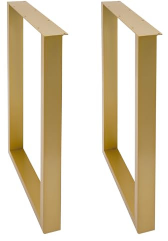 Kanbihao 2 Stück Tischbeine,71x50cm Tischgestell Metall Gold Industrial Möbelfüße mit 4 Verstellbare Gummipads für Installation oder den Ersatz von Alten oder Beschädigten Möbelbeinen