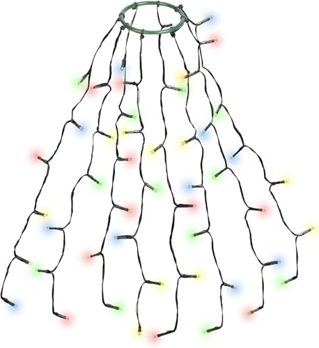 SALCAR 48 LED Christmas Tree Lights with Timer, 0.6m x 8 Strands Fairy String Lights for Indoor & Outdoor Xmas Decorations, Easy to Set Up – Multicoloured