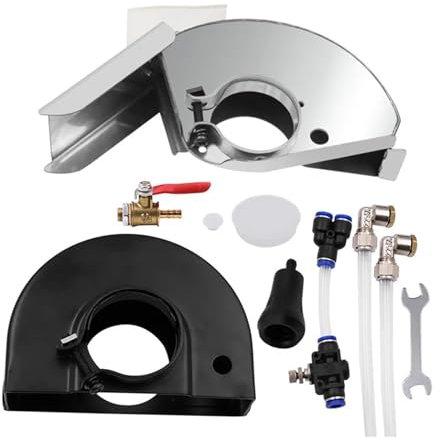 MKHFP Grinding Dust Enclosure 12V Water Pump 120mm 176mm Angle Grinder, Guard Water Slotting Dust Cover Hood Wet Grinding Tool Set(A140-43mm)