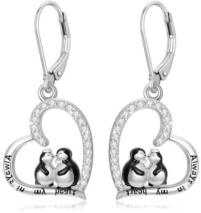 PARYFO Pinguin Ohrringe 925 Sterling Silber Herz Pinguin Ohrringe Pinguin Schmuck Geschenke für Damen Mädchen Pinguin Liebhaber, Sterling Silber