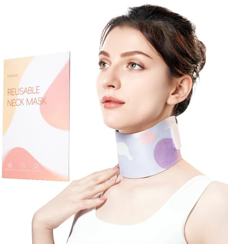 Cryslora Cerotti antirughe anti-invecchiamento, maschera antirughe per il collo per rassodare e rassodare, riutilizzabile e regolabile, da utilizzare con crema (viola)